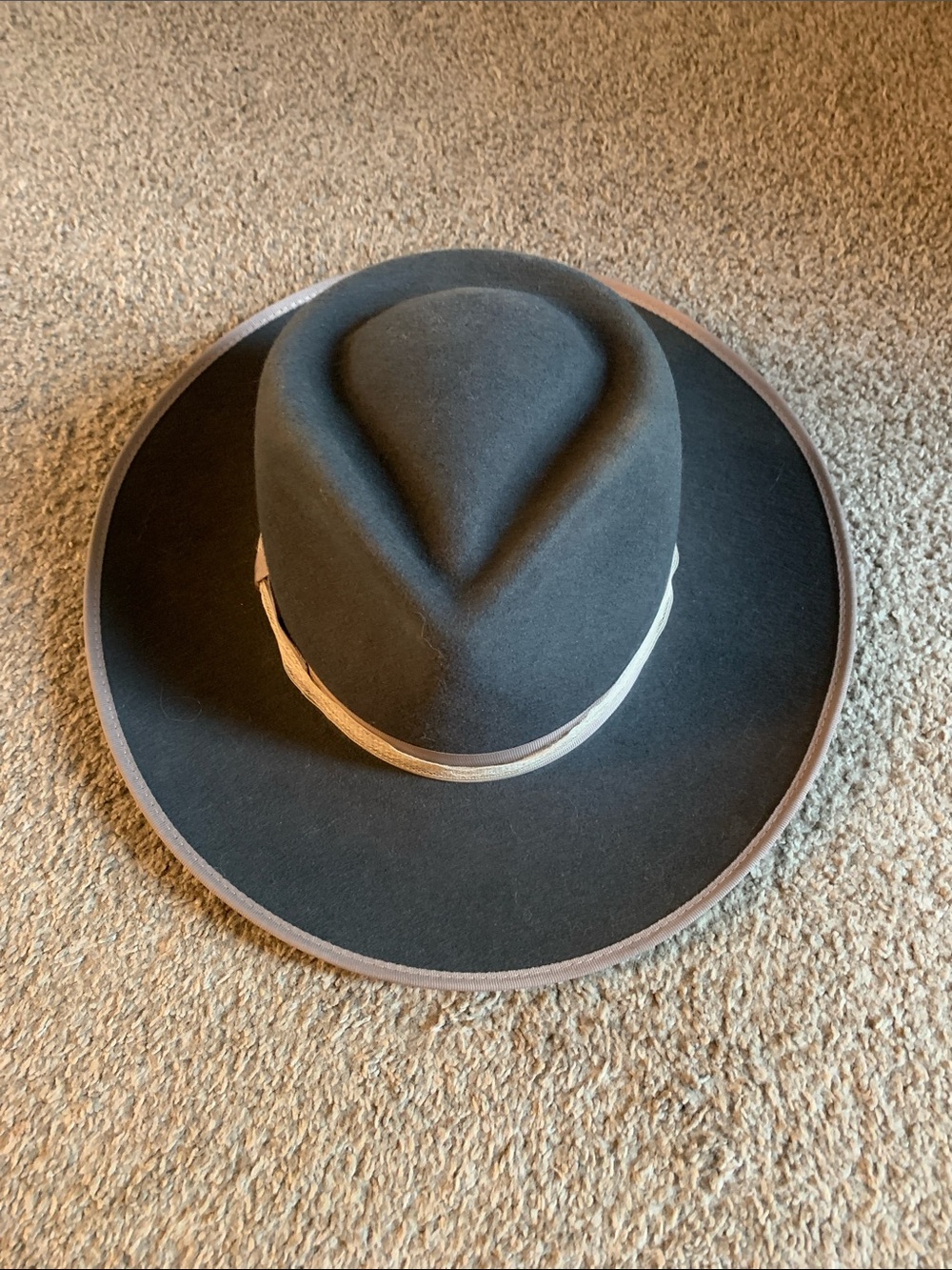 GIGI PIP Grey Felt Rancher Hat with Black Satin Lining